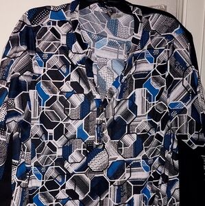 Beautiful Abstract BWBlue Blouse sz 2XL, $13 GLENN HEIGHTS TX PPU OR SHIPPING